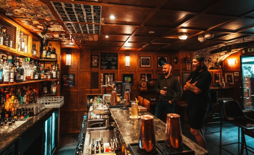 Interior of bar at The Hideout